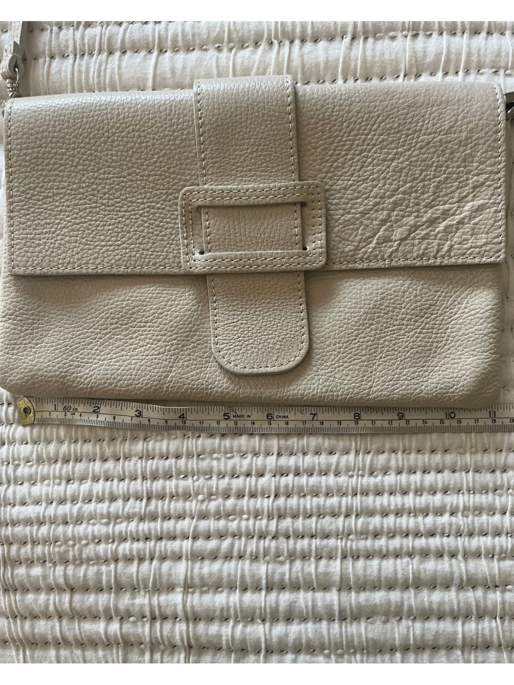Genuine Italian Leather Ivory Crossbody